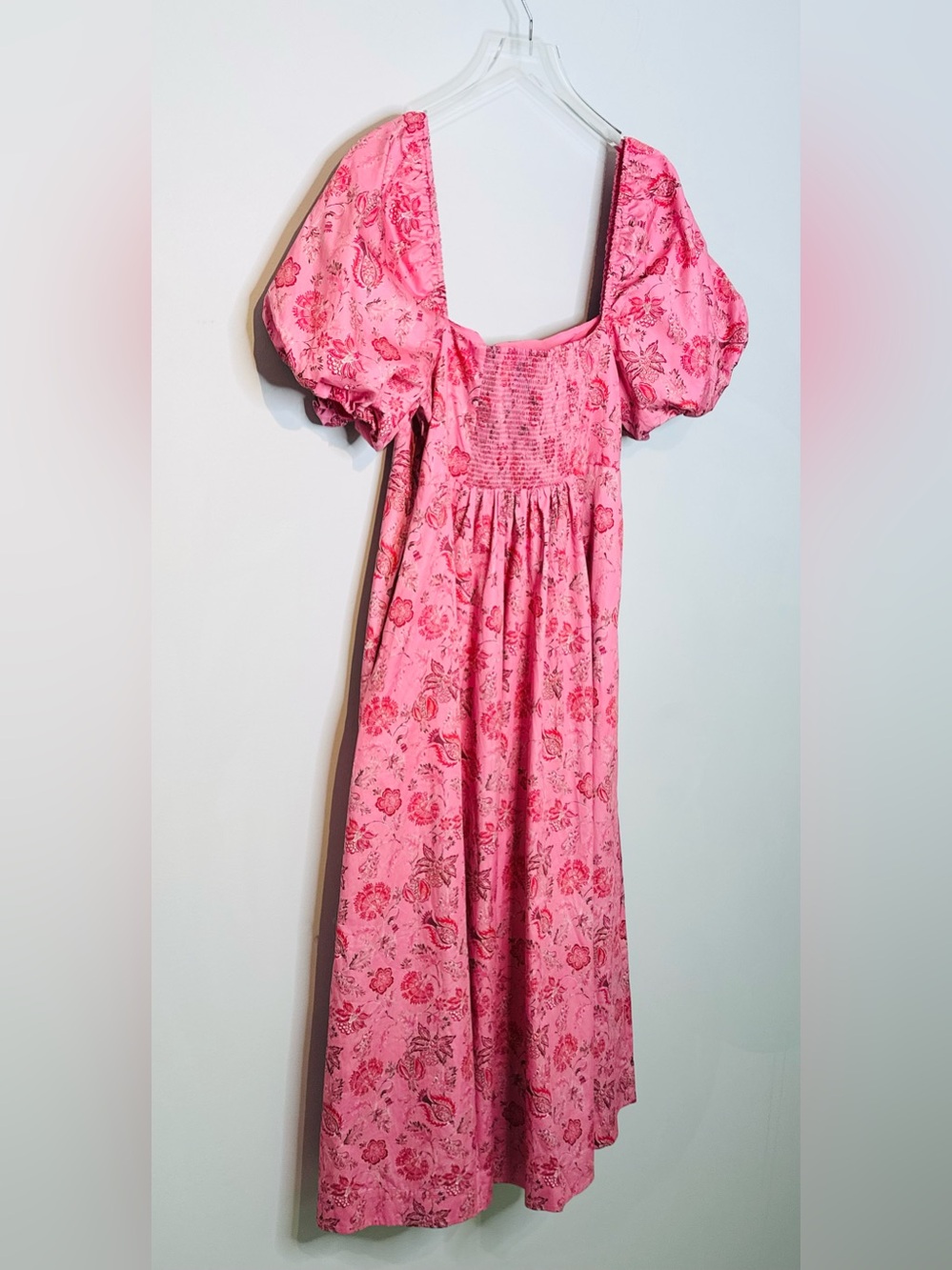 Hill House Matilda Pink Pimlico Floral Ikat Dress with Puff Sleeves NWT - Picture 8 of 15